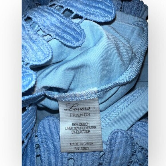 Lovers & Friends Daycation Lace Embroidered Boho Crop Top in Crystal Blue XS - Picture 5 of 5